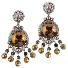 Load image into Gallery viewer, Lawrence VRBA Signed Large Statement Crystal Earrings - Metallic