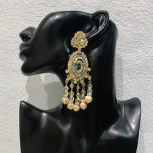 Load image into Gallery viewer, Lawrence VRBA Signed Large Statement Crystal Earrings - Faux Pearl