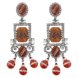 Lawrence VRBA Signed Large Statement Crystal Earrings - (clip-on)