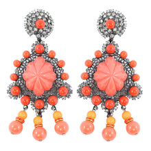 Load image into Gallery viewer, Signed Lawrence VRBA Statement Coral Glass Bead Earrings