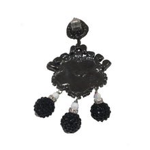 Load image into Gallery viewer, Lawrence VRBA Signed Large Statement Crystal Earrings - Black White Daisy
