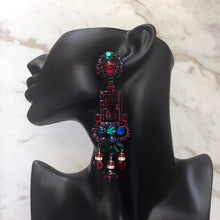 Load image into Gallery viewer, Lawrence VRBA Signed Large Statement Crystal Earrings - Multi (clip-on)