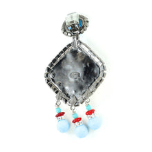 Load image into Gallery viewer, Lawrence VRBA Signed Large Statement Crystal Earrings - Faux Ruby-Turquoise (Clip-on)