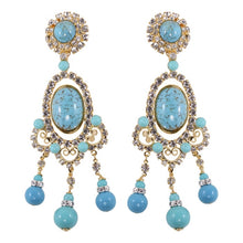 Load image into Gallery viewer, Lawrence VRBA Signed Large Statement Crystal Earrings - Faux Turquoise (clip-on)