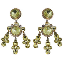 Load image into Gallery viewer, Lawrence VRBA Signed Large Statement Crystal Earrings - Jonquil (clip-on)