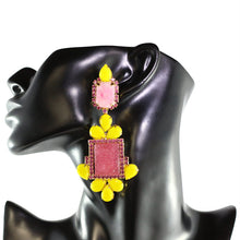 Load image into Gallery viewer, Lawrence VRBA Signed Statement Earrings - Pink, Yellow (clip-on)