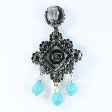 Load image into Gallery viewer, Lawrence VRBA Signed Statement Earrings - Faux Turquoise @ Pearl