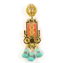 Load image into Gallery viewer, Lawrence VRBA Signed Statement Earrings - Faux Coral &amp; Turquoise (clip-on)