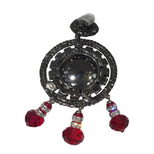 Load image into Gallery viewer, Lawrence VRBA Signed Large Statement Crystal Earrings - Circular Disc Deep Red &amp; Clear