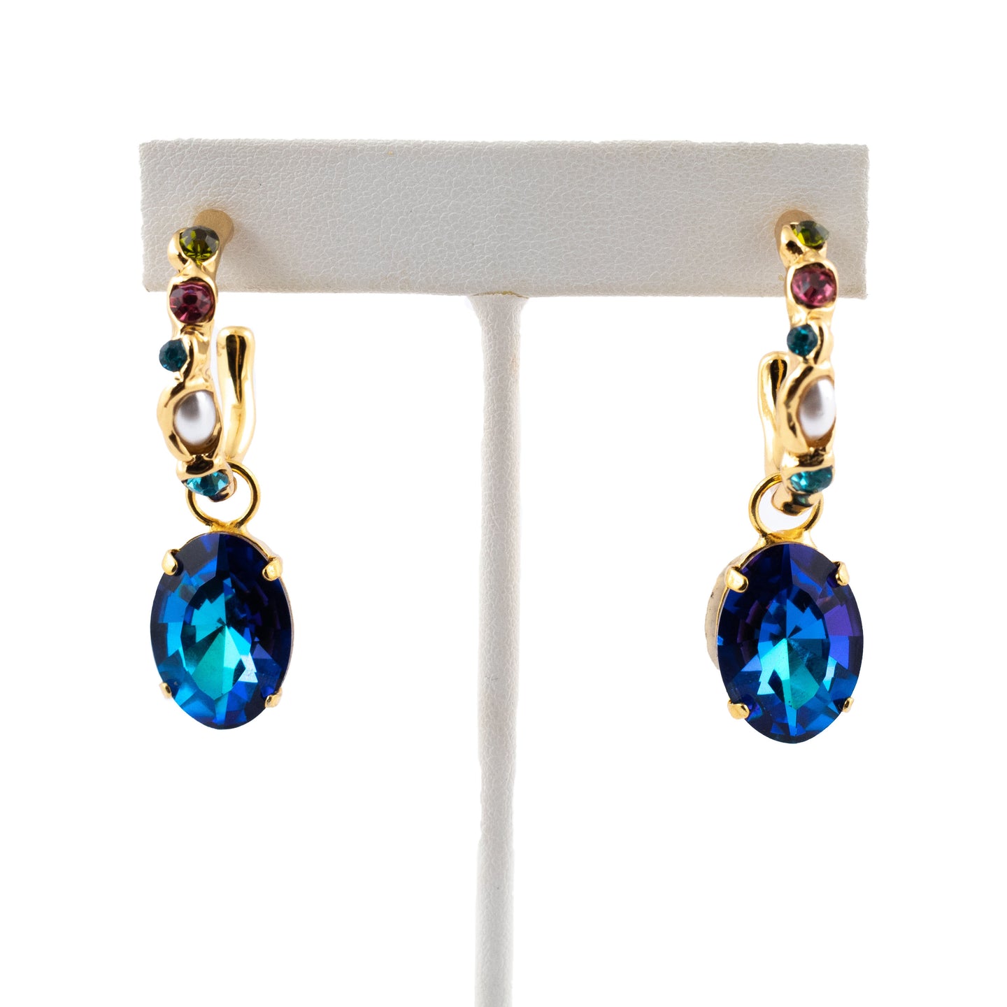 HQM Austrian Crystal Interchangeable Earrings - Royal Blue (Pierced)