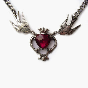 William Griffiths Sterling Silver Swallows and Baroque Design Necklace