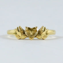 Load image into Gallery viewer, William Griffiths 18kt Gold Sparrows &amp; Natural Yellow Diamond Heart Ring