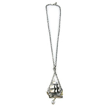 Load image into Gallery viewer, William Griffiths Sterling Silver Ship Necklace with 18ct Gold and White Pearl
