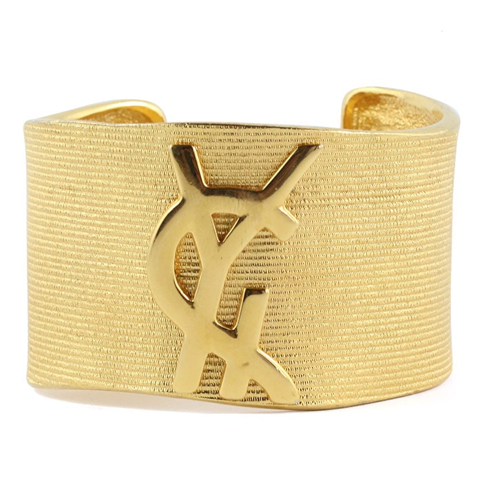 Yves Saint Laurent Vintage YSL Gilded Gold Mixed Metal Cuff Bracelet c. 1970