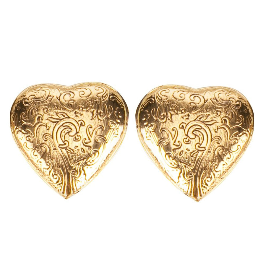 Vintage Signed 'YSL' Heart Earrings