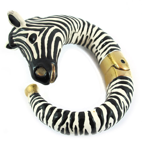 Harlequin Market Ceramic Zebra Cuff signed CREART - Made in Italy